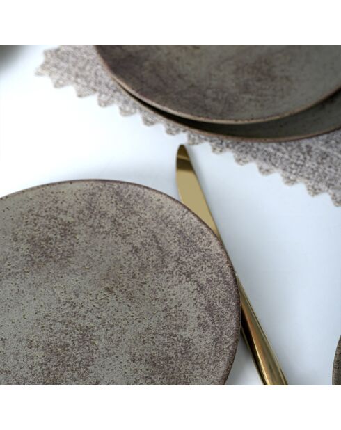 6 Assiettes à dessert marron - D.23 cm