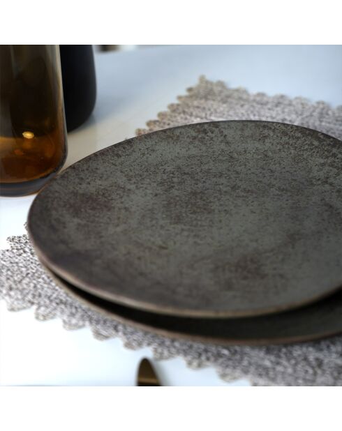 6 Assiettes à dessert marron - D.23 cm