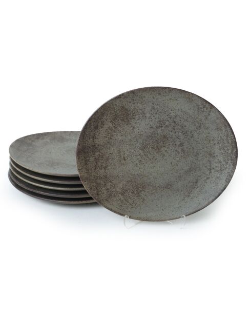 6 Assiettes à dessert marron - D.23 cm