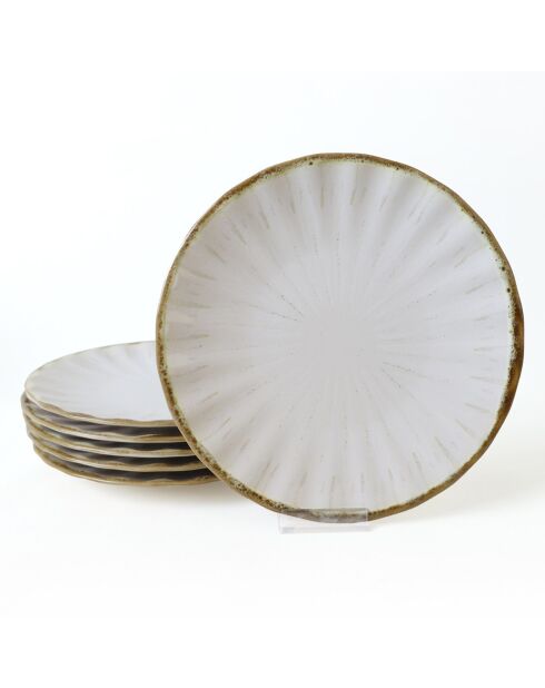6 Assiettes plates blanches - D.27 cm