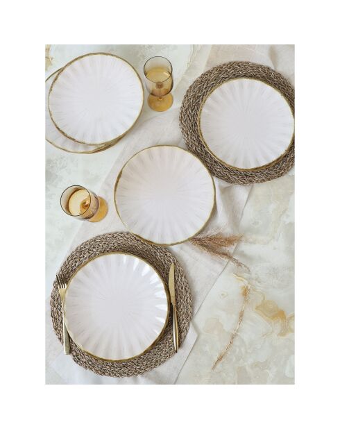 6 Assiettes plates blanches - D.27 cm