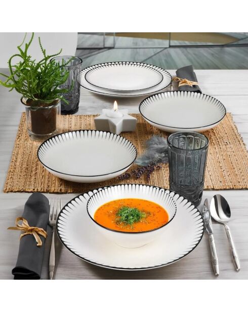 Service de table  en Porcelaine - 24 pièces multicolore