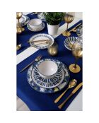 Service de table en Grès - 24 pièces bleu/blanc