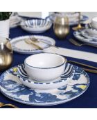 Service de table en Grès - 24 pièces bleu/blanc