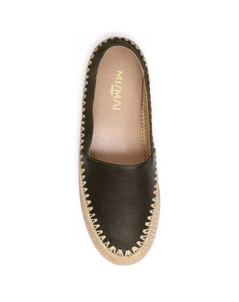 Mocassins en Cuir et raphia Alma kaki