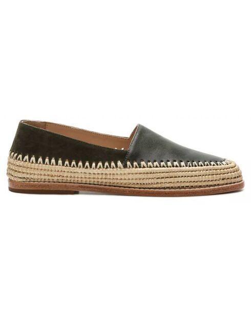 Mocassins en Cuir et raphia Alma kaki