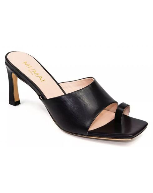 Mules en Cuir Caly noires - Talon 7 cm