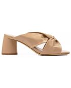 Mules en Cuir Dina beiges - Talon 6.5 cm