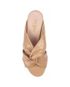 Mules en Cuir Dina beiges - Talon 6.5 cm