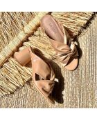 Mules en Cuir Dina beiges - Talon 6.5 cm