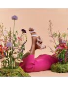 Mules en Cuir Elvy roses - Talon 7 cm