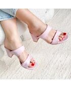 Mules en Cuir Elvy roses - Talon 7 cm