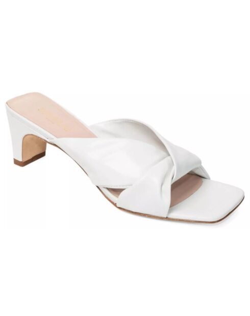 Mules en Cuir Fidji II blanches - Talon 5 cm