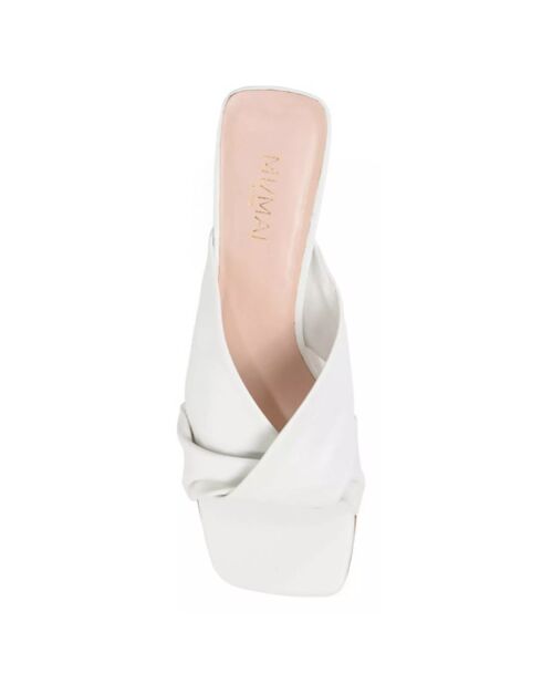 Mules en Cuir Fidji II blanches - Talon 5 cm