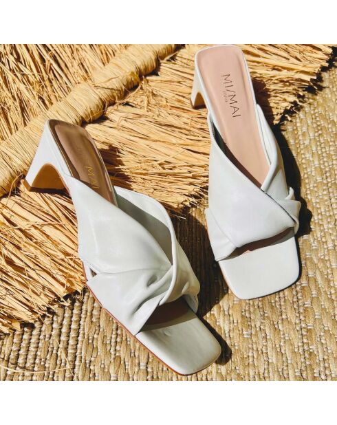 Mules en Cuir Fidji II blanches - Talon 5 cm