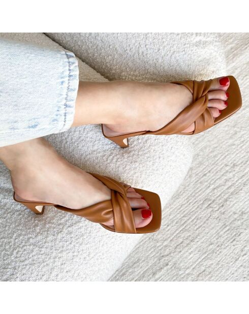 Mules en Cuir Fidji terracotta - Talon 5.5 cm