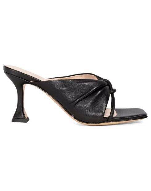Mules en Cuir Gloria noires - Talon 8 cm