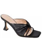 Mules en Cuir Gloria noires - Talon 8 cm