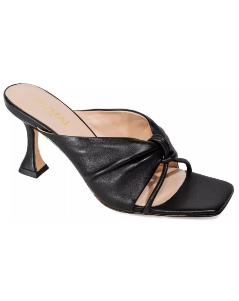 Mules en Cuir Gloria noires - Talon 8 cm