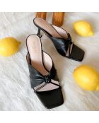 Mules en Cuir Gloria noires - Talon 8 cm