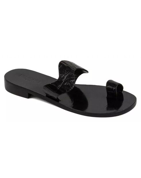 Schwarze Goa-Ledersandalen