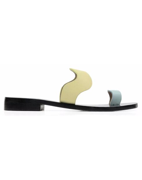 Blaue/gelbe Goa-Ledersandalen