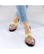 Blaue/gelbe Goa-Ledersandalen