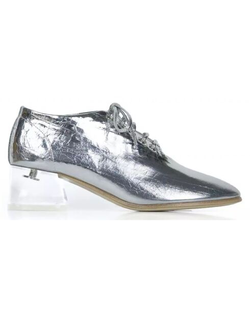 Derbies en Cuir Jesto argentées  - Talon 5 cm