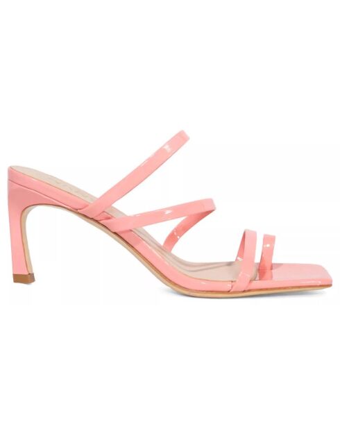 Mules en Cuir Jill roses - Talon 7 cm