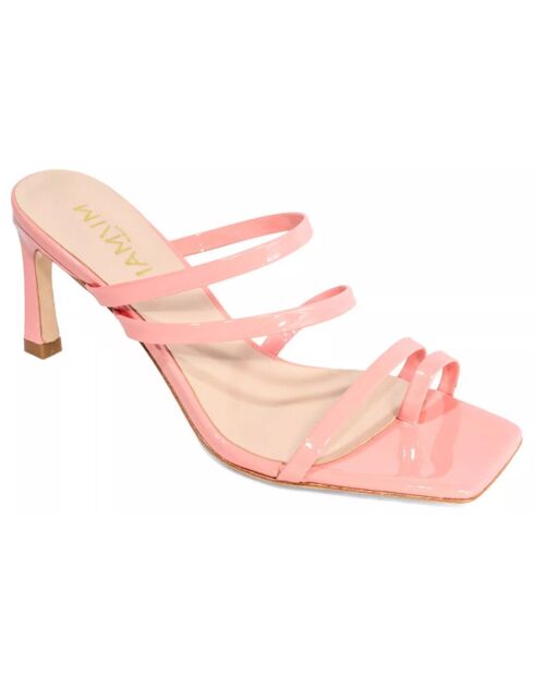 Mules en Cuir Jill roses - Talon 7 cm