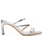 Mules en Cuir Jill argentées - Talon 7 cm