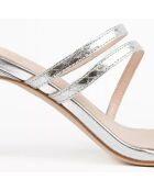 Mules en Cuir Jill argentées - Talon 7 cm