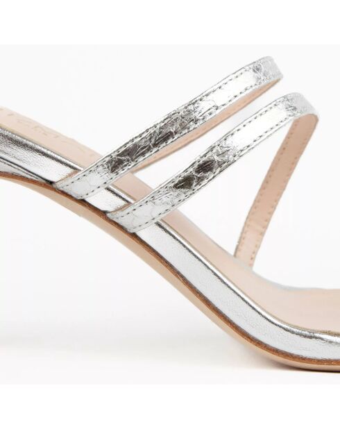 Mules en Cuir Jill argentées - Talon 7 cm