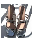 Mules en Cuir Jill argentées - Talon 7 cm
