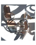 Mules en Cuir Jill argentées - Talon 7 cm