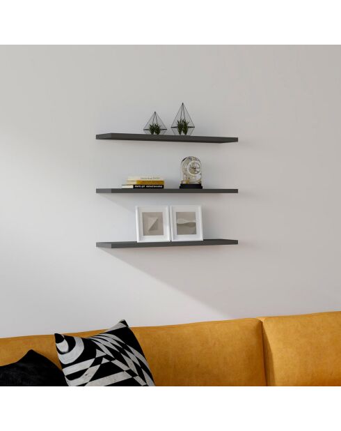 3 Etagères murales Boss anthracite - 60x1.8x14.5 cm