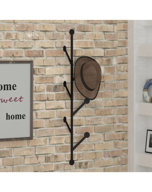 Porte-manteau mural Ponpon noir - 22x94x5 cm