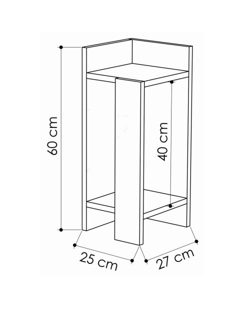 Table de chevet droite Elos Right blanche - 25x60x27 cm