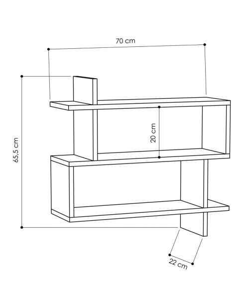 Etagère murale Paralel chêne - 70x65.5x22 cm