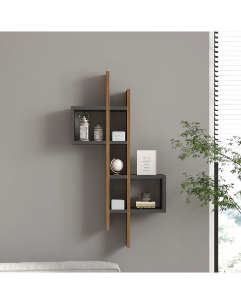 Etagère murale Emse chêne/anthracite - 53.8x108x19.6 cm