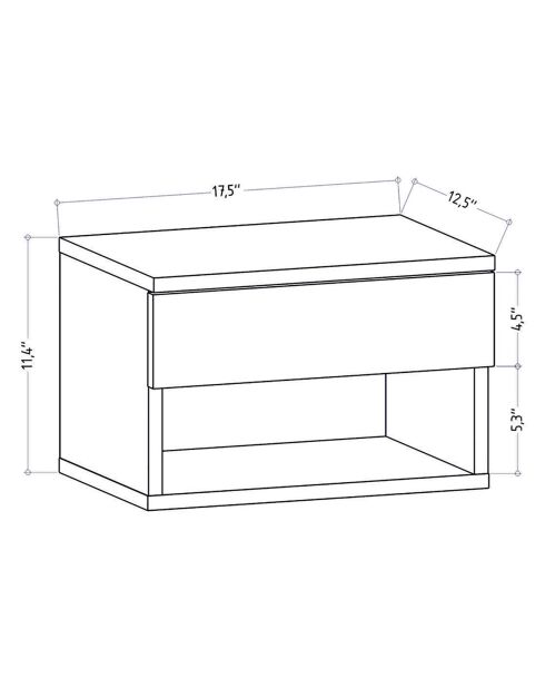 Table de chevet murale Jamot blanche - 44.6x29x31.9cm