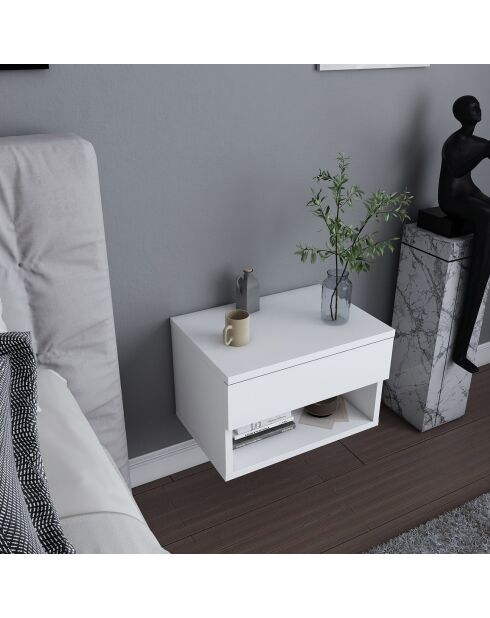 Table de chevet murale Jamot blanche - 44.6x29x31.9cm
