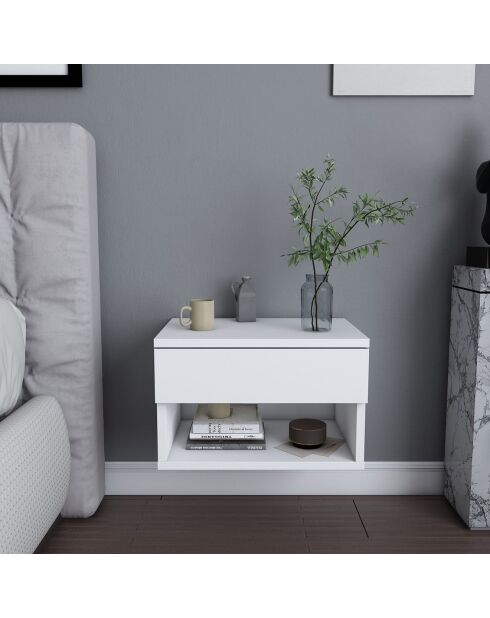 Table de chevet murale Jamot blanche - 44.6x29x31.9cm