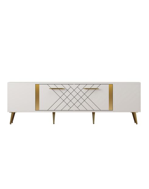 Meuble TV Detas blanc/doré - 150x48.2x35 cm
