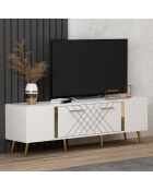 Meuble TV Detas blanc/doré - 150x48.2x35 cm
