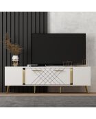 Meuble TV Detas blanc/doré - 150x48.2x35 cm