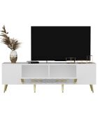 Meuble TV Detas blanc/doré - 150x48.2x35 cm