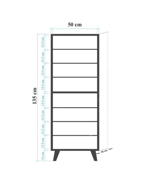 Meuble à chaussure Filinta chêne - 50x135x38 cm