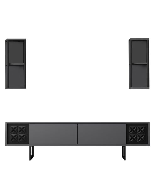Meuble TV Line anthracite/noir - 180x30x48 cm