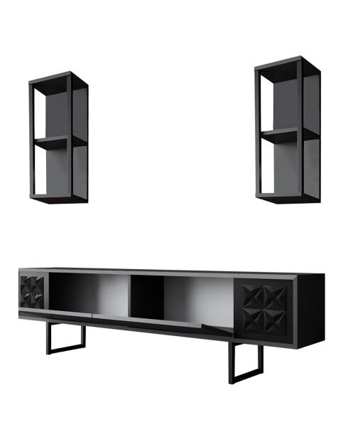 Meuble TV Line anthracite/noir - 180x30x48 cm